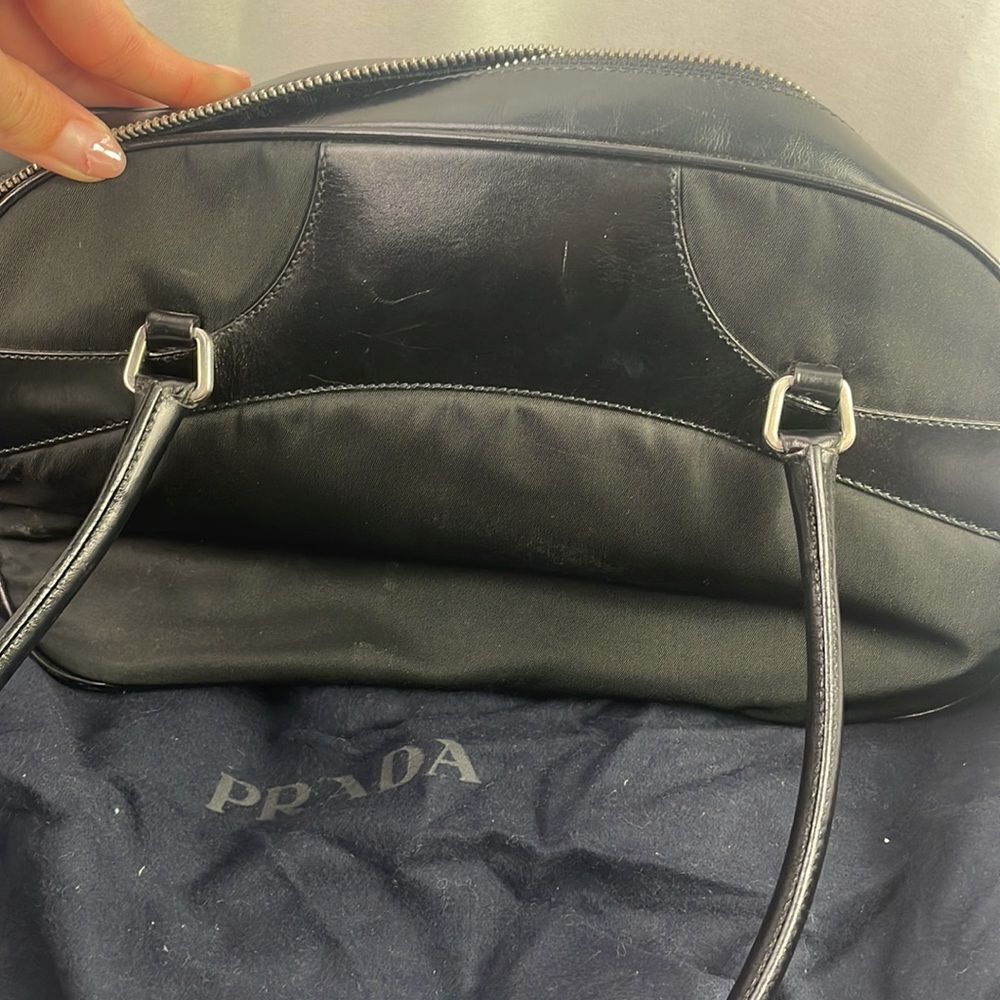 Prada Black Nylon Leather Satchel Bag - Picture 6 of 8